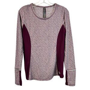 RBX Women’s Long Sleeve Wine/White Activewear Top Thumb Holes Small